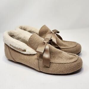 Vionic Shirley Wheat Tan Ankle Slippers Women Size 9 Slip On Comfort Faux Fur